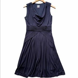 Vince Camuto Cowl Neck Swing Navy Dress
